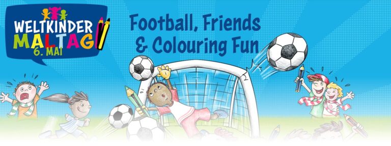 Bild Weltkindermaltag 6. Mai 2026, Motto Football, Friends & Colouring Fun